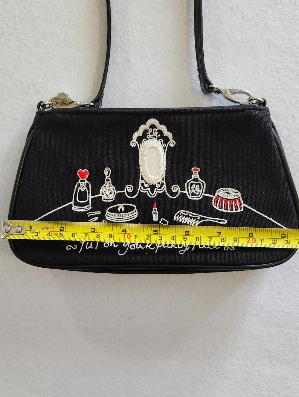Lulu Guinness Black 'Put On Your Party Face' Whimsical  Print Graphic Bag